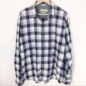 Calvin Klein Purple and Gray Button down Flannel